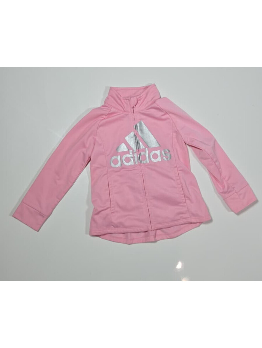 Adidas Track Jacket – Pink Silver Logo Toddler Size 3T